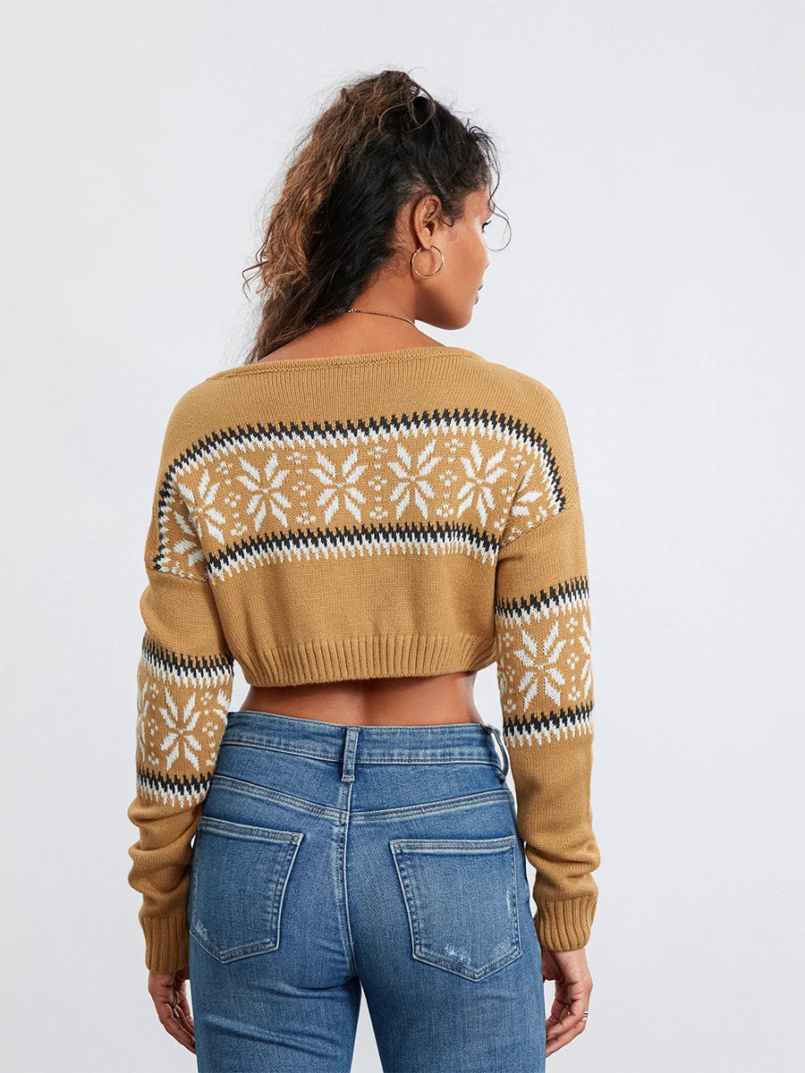 Cropped Print Sweater